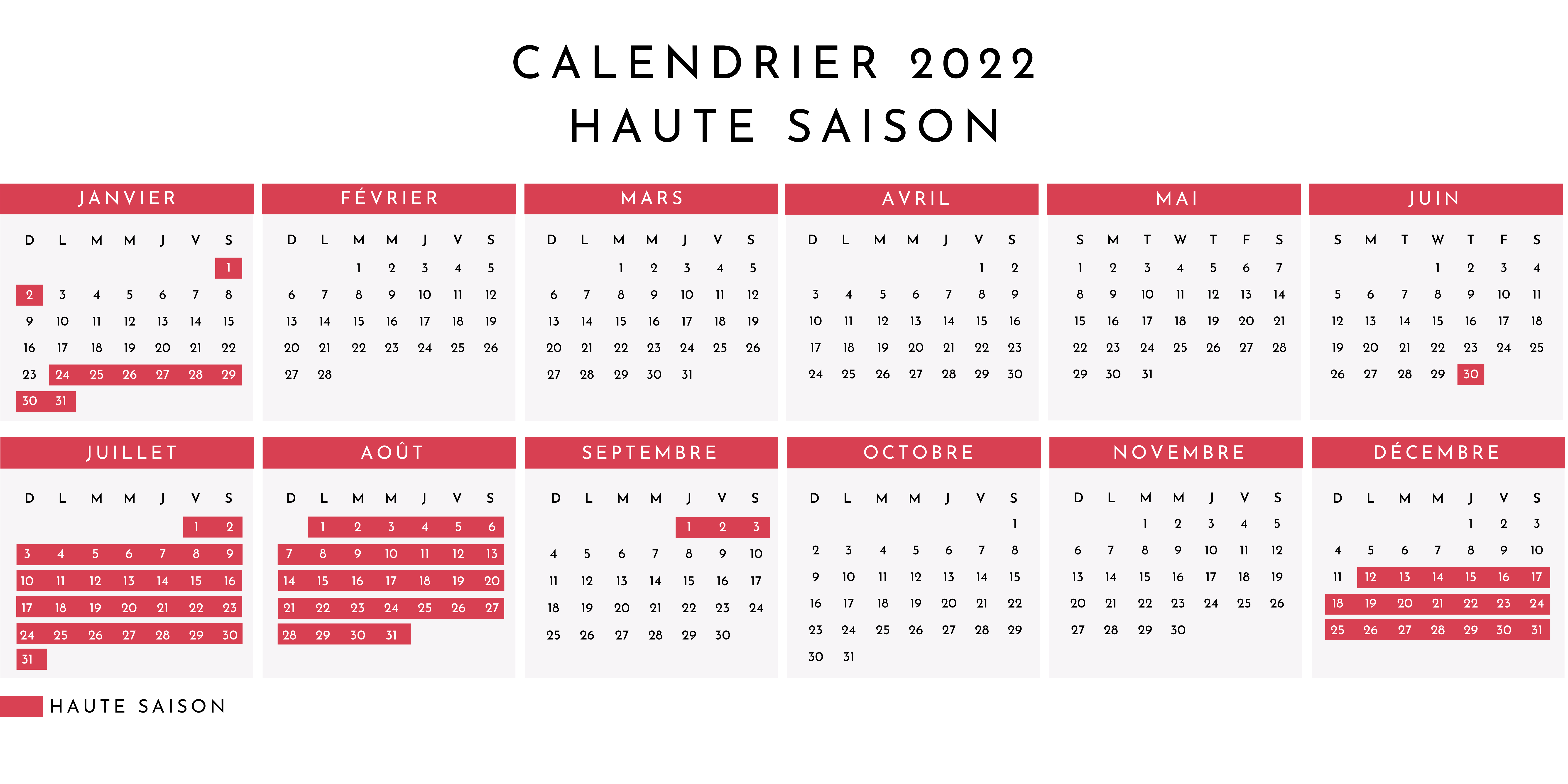 Déménagement prix saison calendrier